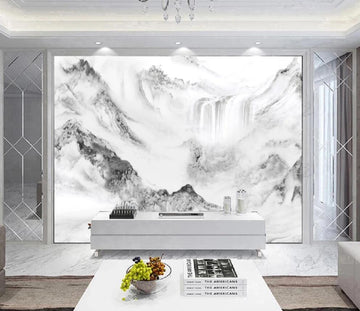 3D Mountain Gradation Pale Ink 1448 Wall Murals