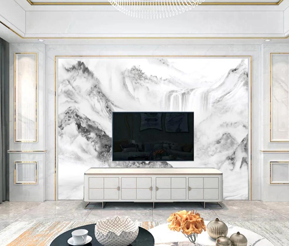 3D Mountain Gradation Pale Ink 1448 Wall Murals
