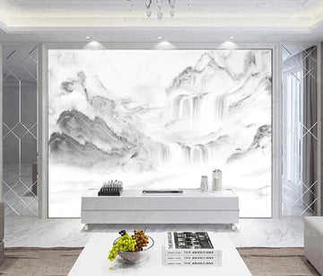 3D Distant Light Ink Mountains 1446 Wall Murals