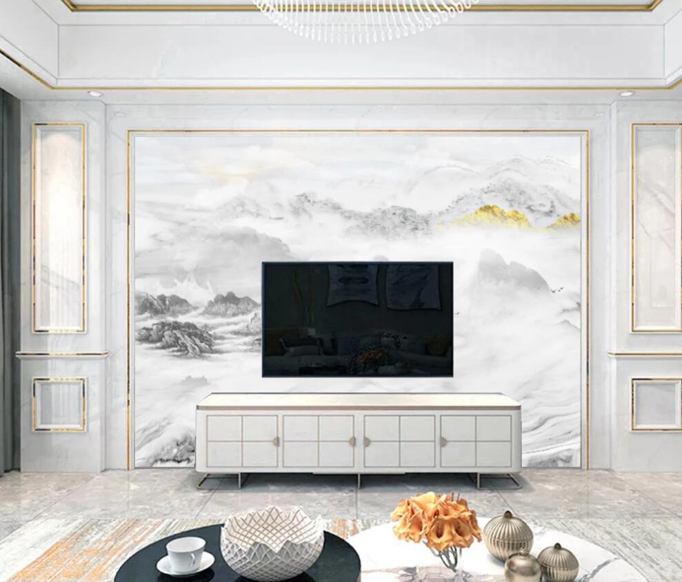 3D Distant Light Ink Landscape 1445 Wall Murals