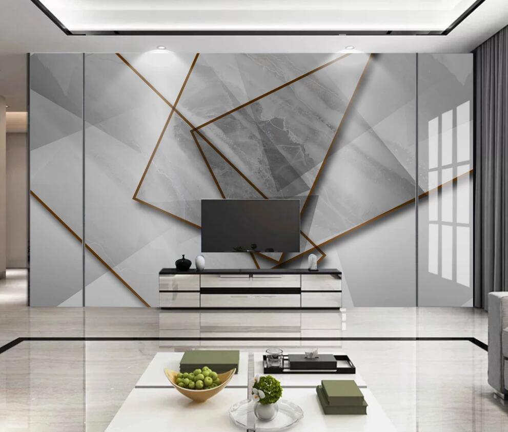 3D Interlacing Of Gray Rectangles 1437 Wall Murals
