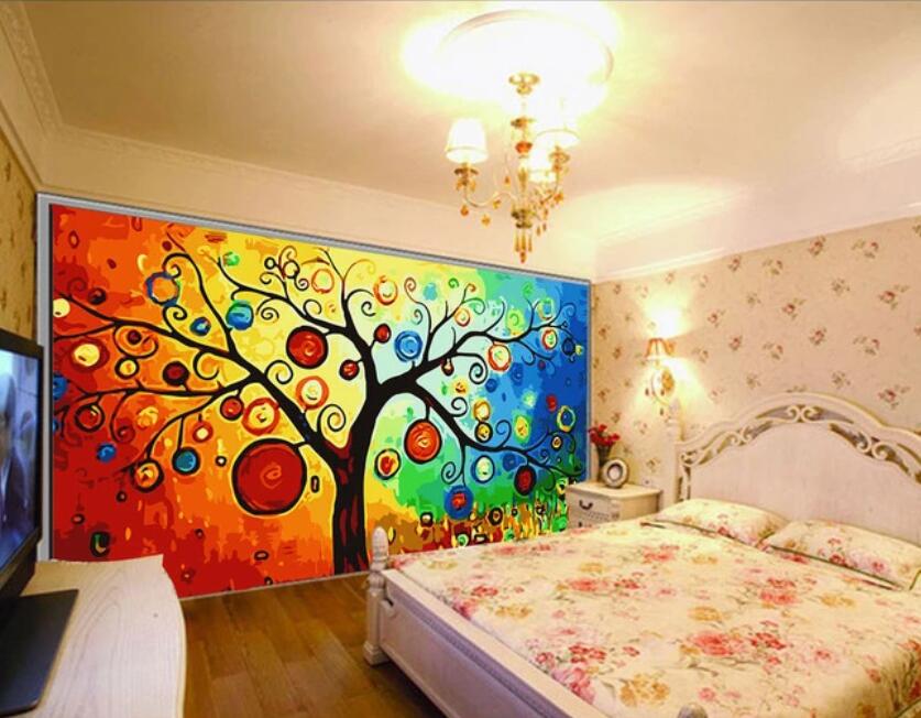 3D Color Paint And Tree 1066 Wall Murals