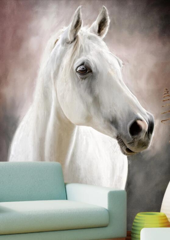 3D Alone White Horse 1231 Wall Murals