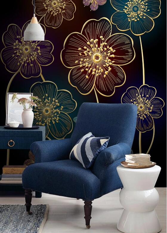 3D Transparent Flowers Of Different Colors 1233 Wall Murals