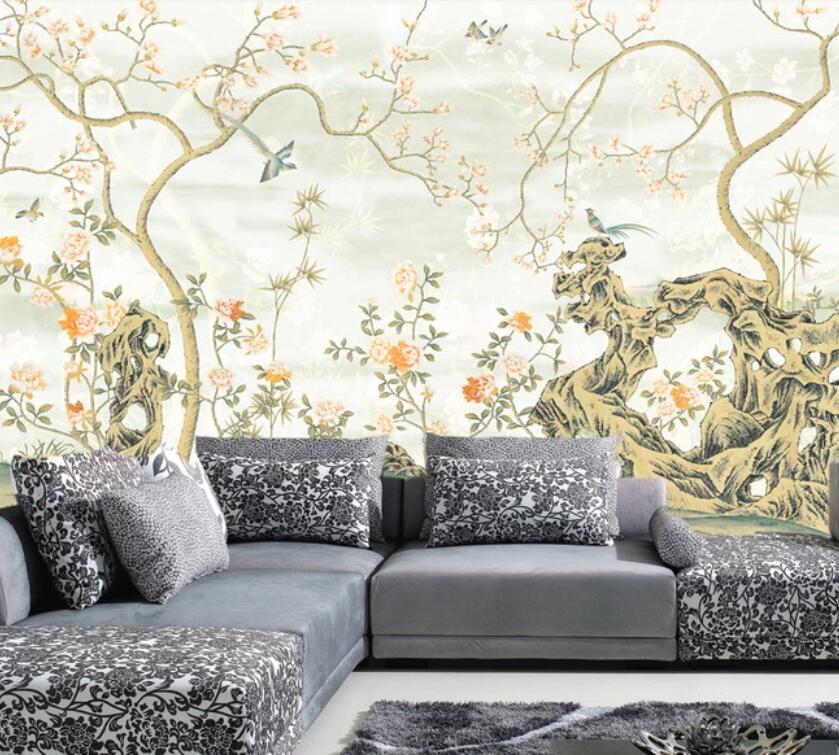 3D Pale Cyan Tree Trunk 1062 Wall Murals