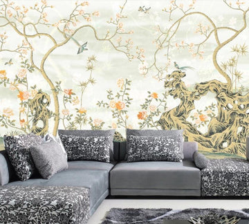 3D Pale Cyan Tree Trunk 1062 Wall Murals