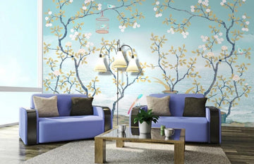 3D Light Blue Trees 1063 Wall Murals