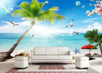 3D Beach With Strong Sunlight 1158 Wall Murals