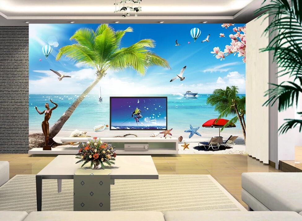 3D Beach With Strong Sunlight 1158 Wall Murals