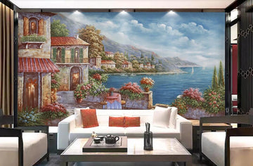 3D Retro Beautiful Garden Town 1225 Wall Murals