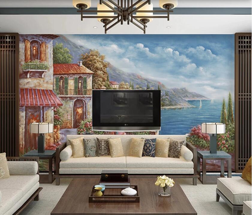 3D Retro Beautiful Garden Town 1225 Wall Murals