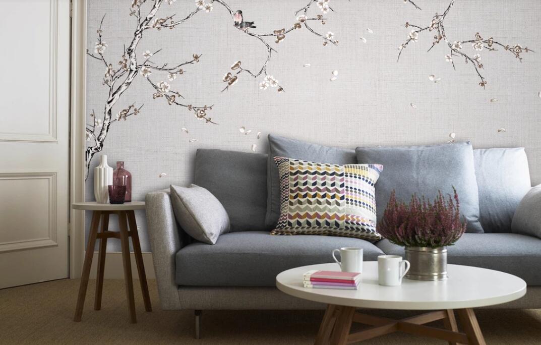 3D Gray And Elegant Flowers 1146 Wall Murals