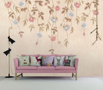 3D Pink And Blue Flower Bunch 1214 Wall Murals