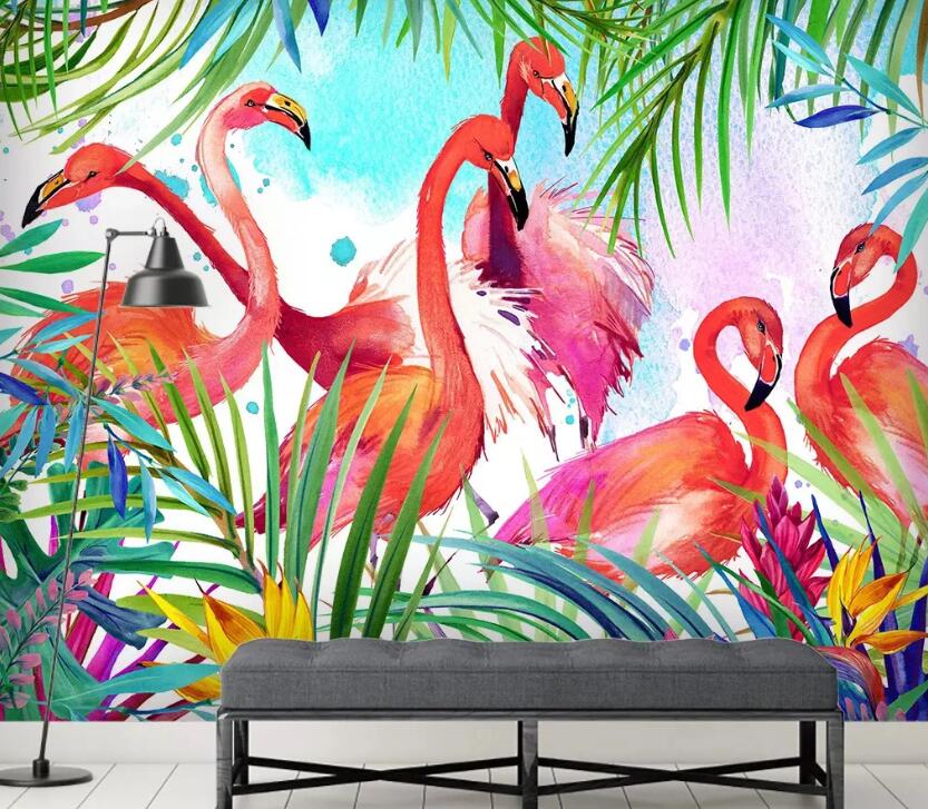 3D Red Flamingos 1149 Wall Murals