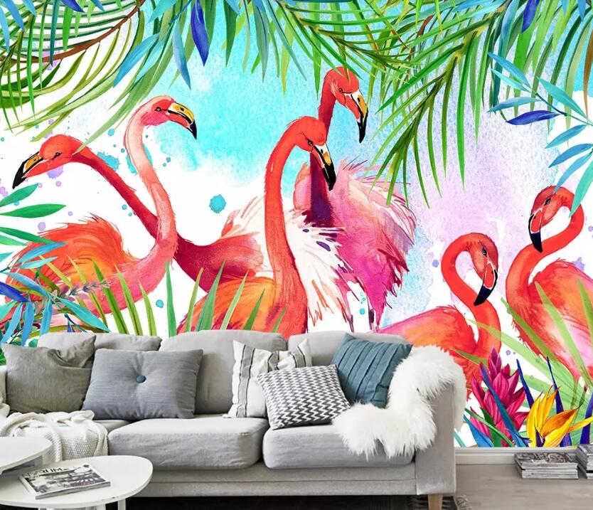 3D Red Flamingos 1149 Wall Murals