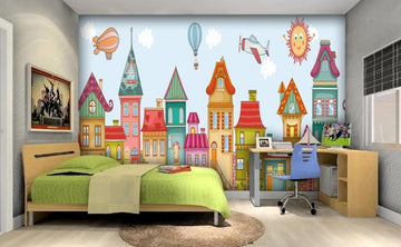3D Fairy Tale Colored Buildings 1143 Wall Murals