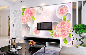 3D Pink Flowers 1075 Wall Murals