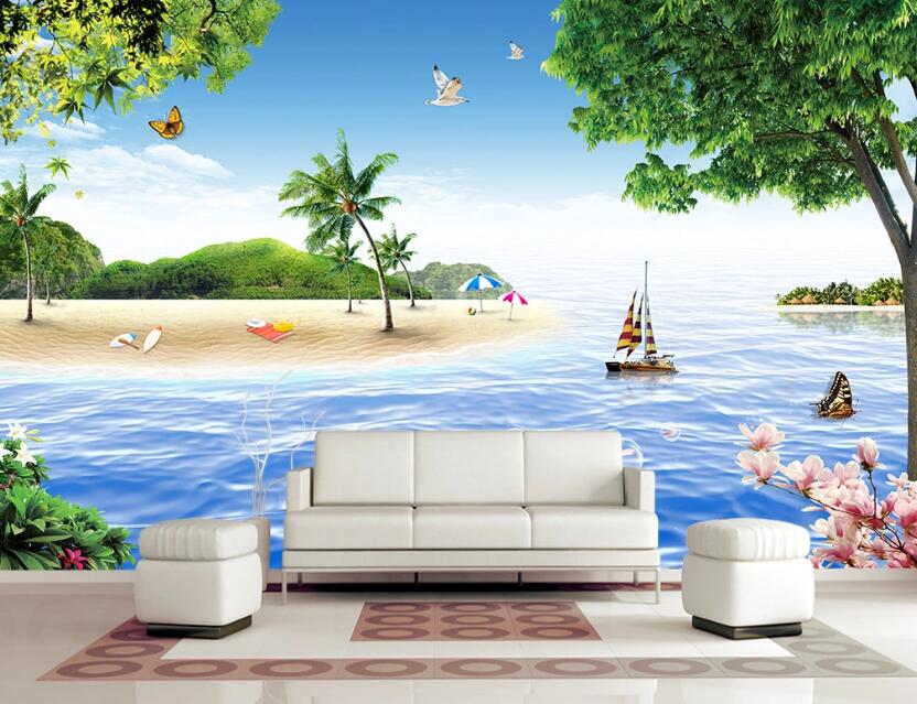 3D Beautiful Island Scenery 1153 Wall Murals