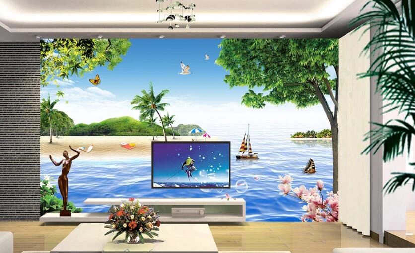 3D Beautiful Island Scenery 1153 Wall Murals