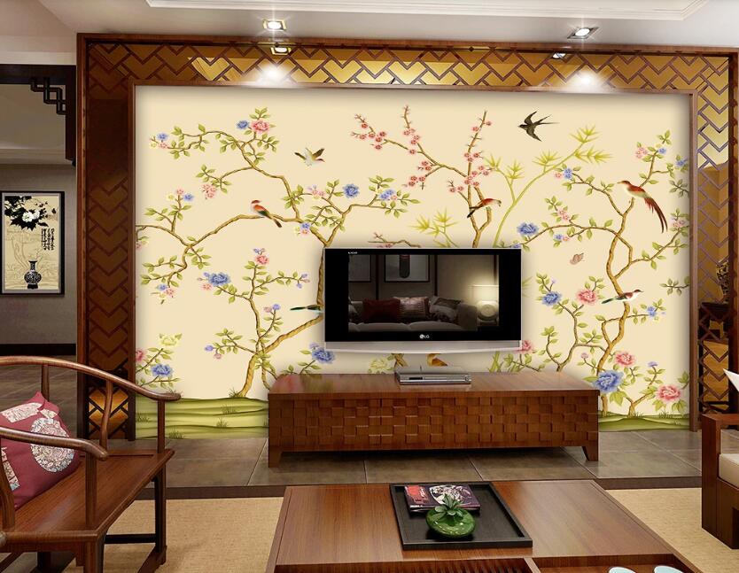 3D Colorful Branches And Birds 1157 Wall Murals