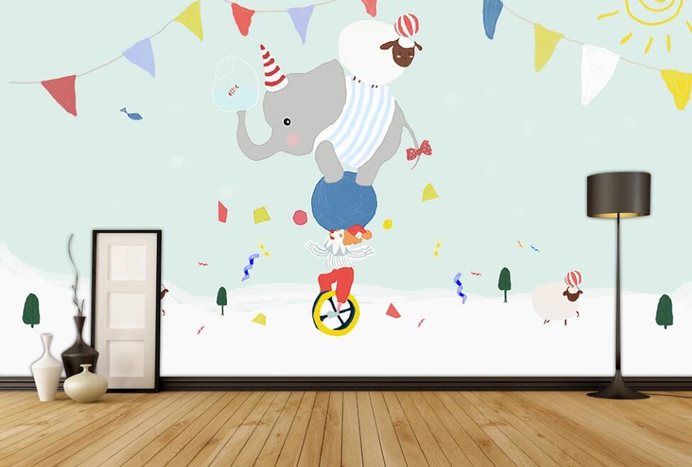 3D Cute Animated Elephant 1172 Wall Murals