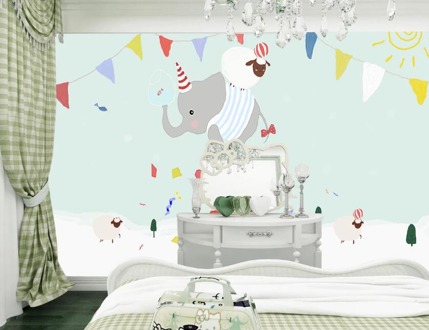 3D Cute Animated Elephant 1172 Wall Murals