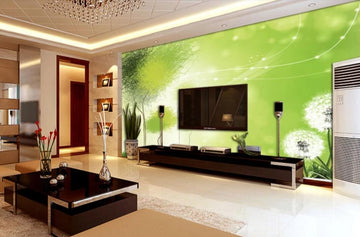 3D Green Dandelions 1076 Wall Murals