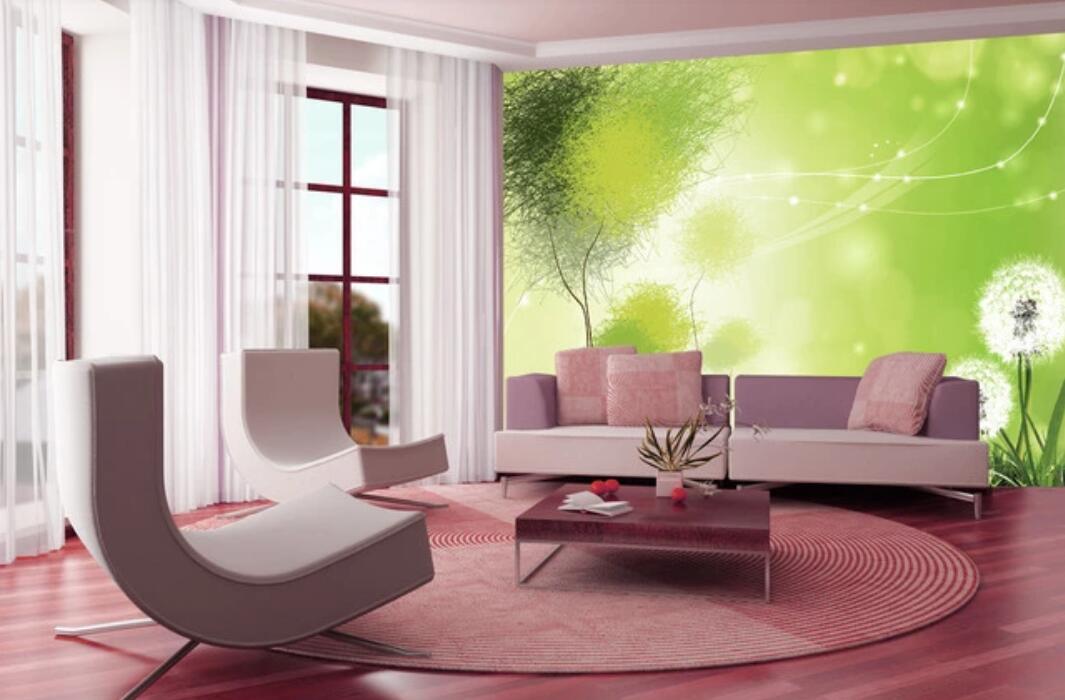 3D Green Dandelions 1076 Wall Murals