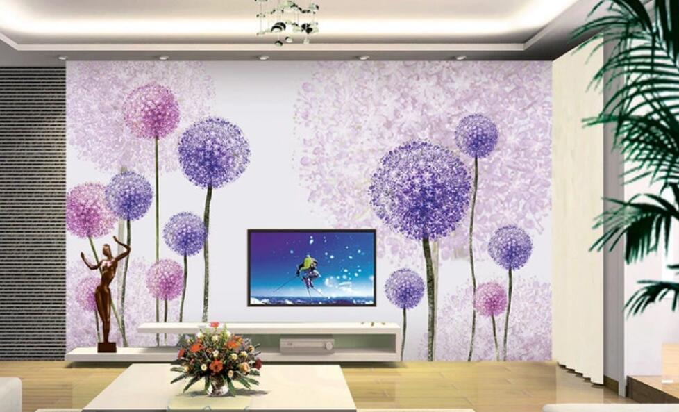 3D Purple Dandelions 1115 Wall Murals