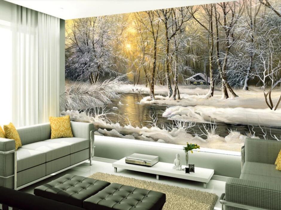 3D Snow Forest Sunshine 1094 Wall Murals