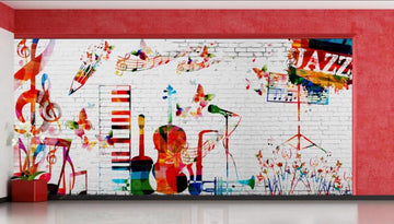 3D Red Musical Instrument Doodle 1165 Wall Murals