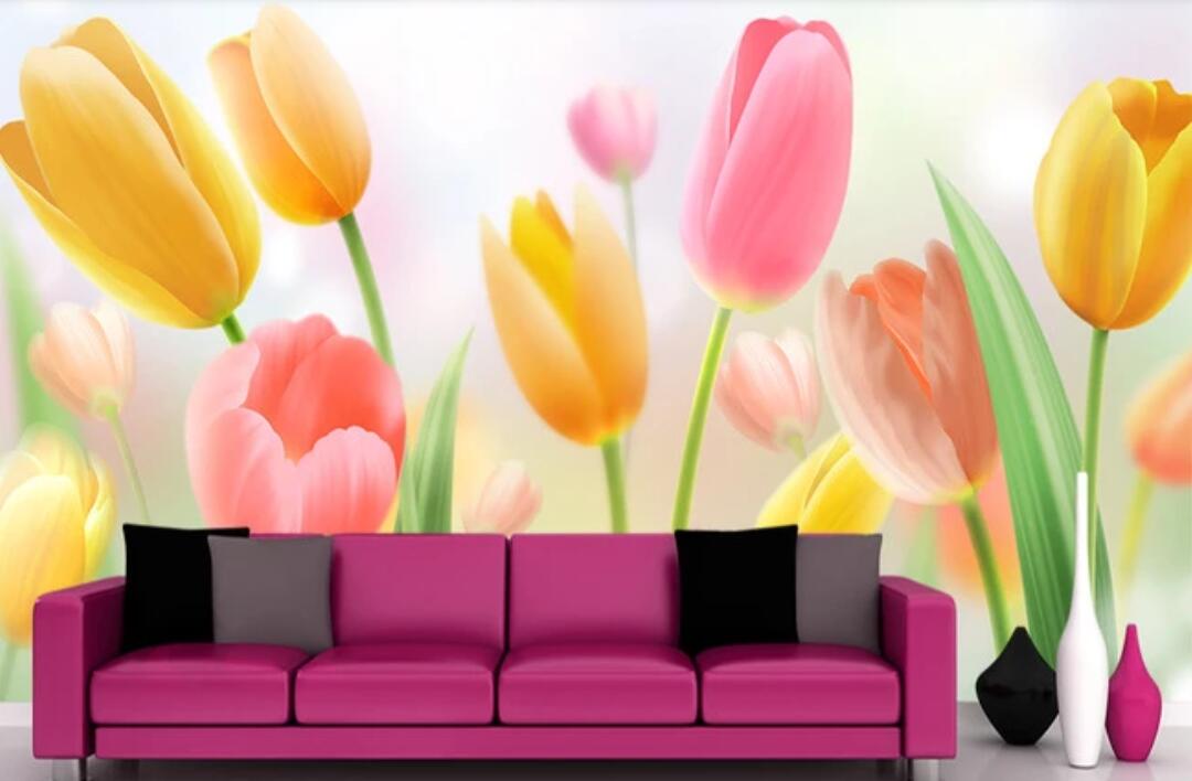 3D Dreamy Bright Tulips 1773 Wall Murals