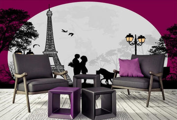 3D French Romantic Silhouette 1794 Wall Murals