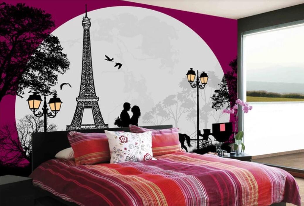 3D French Romantic Silhouette 1794 Wall Murals