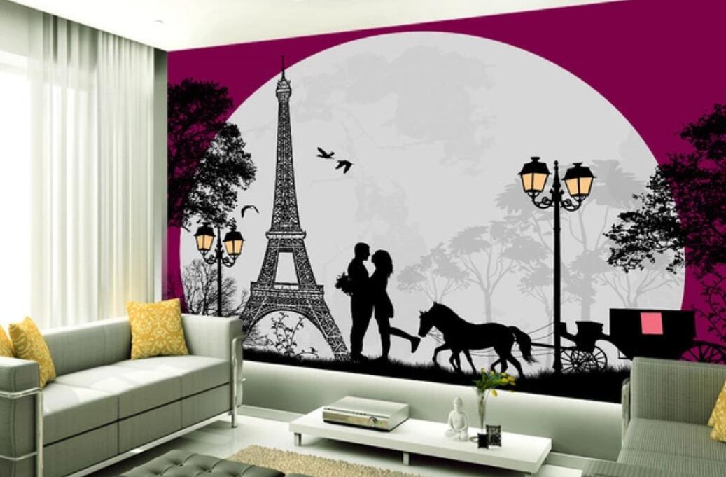 3D French Romantic Silhouette 1794 Wall Murals