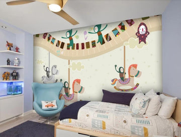 3D Animals And Carousel 1801 Wall Murals
