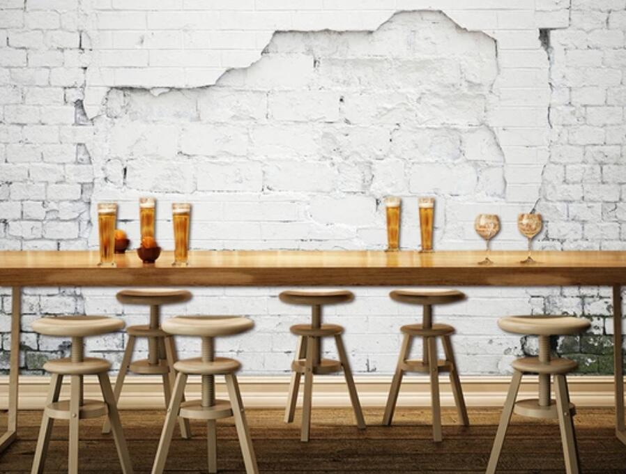 3D White Broken Wall 1819 Wall Murals