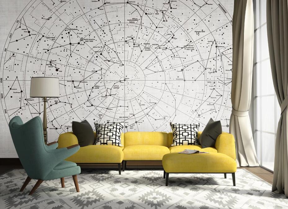 3D Dense Line Outline 1837 Wall Murals