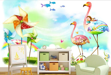 3D Beautiful And Warm Flamingos 1853 Wall Murals