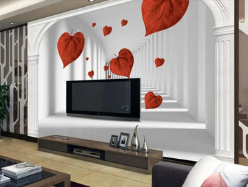 3D Red Memory Leaves 1756 Wall Murals