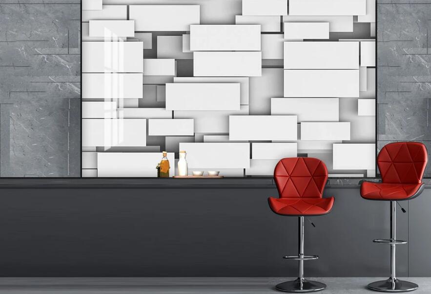 3D Stack Of White Rectangles 1387 Wall Murals