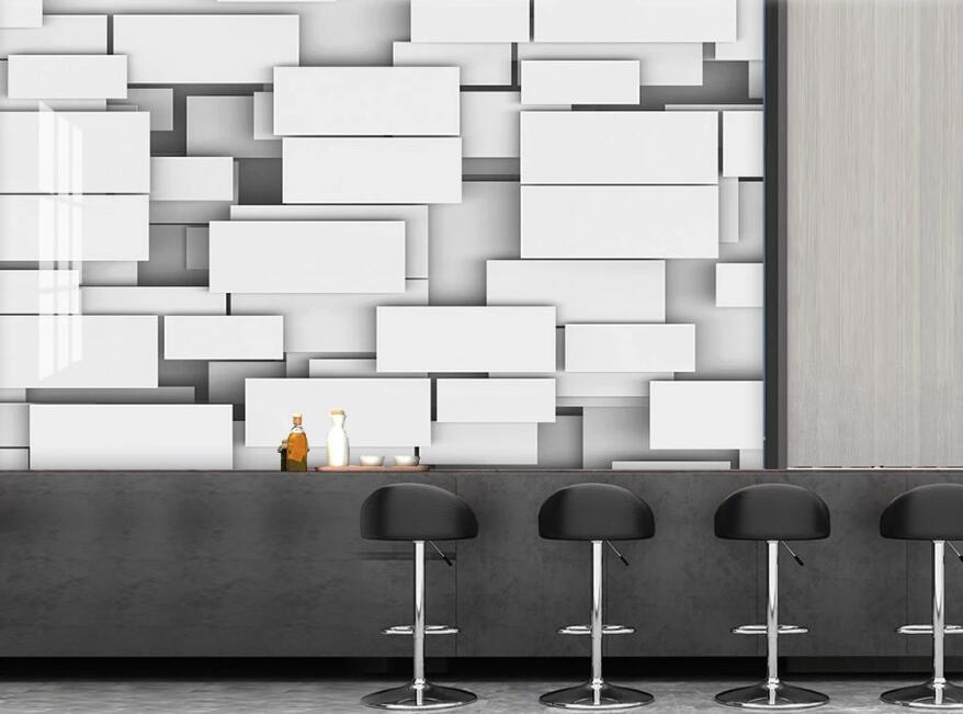 3D Stack Of White Rectangles 1387 Wall Murals