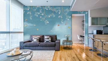 3D Light Blue Flowers 1827 Wall Murals