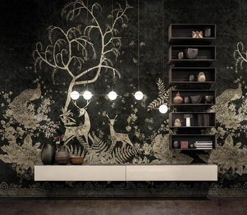 3D Golden Thread Outlines The Forest 1879 Wall Murals