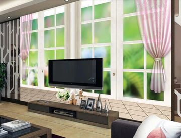 3D Hazy Green Outside The Window 1757 Wall Murals