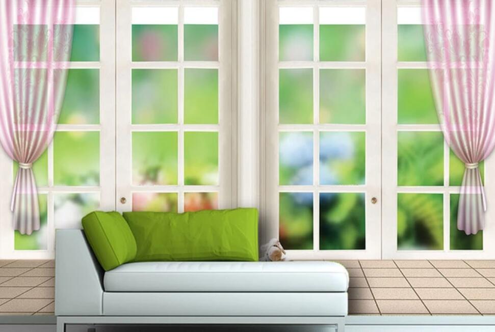 3D Hazy Green Outside The Window 1757 Wall Murals