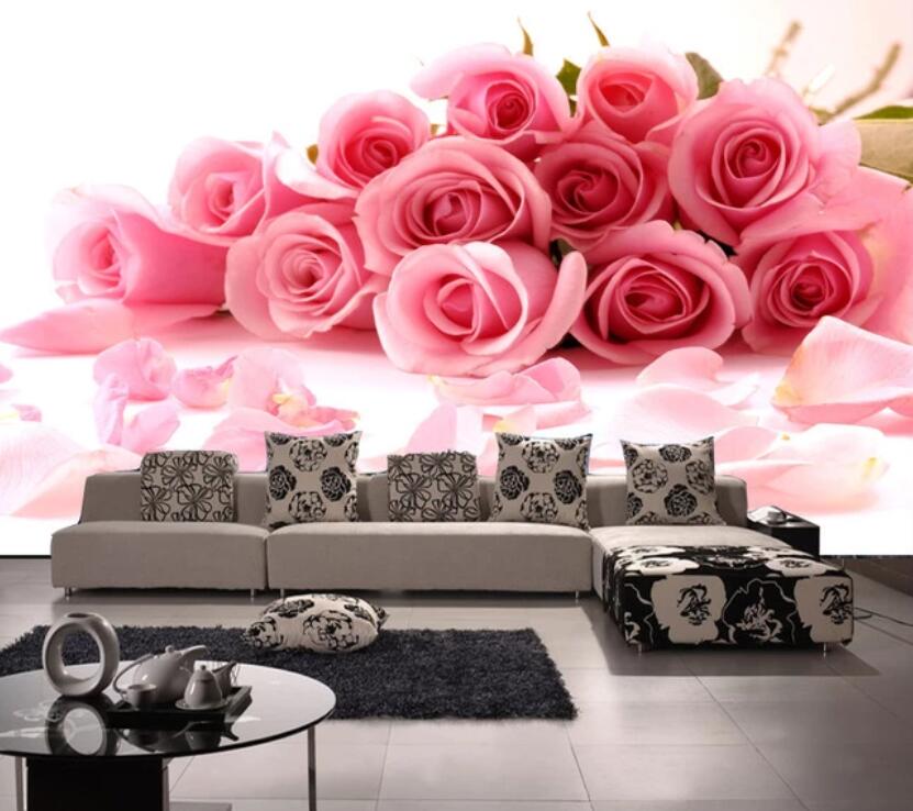 3D Pink Love Roses 1775 Wall Murals