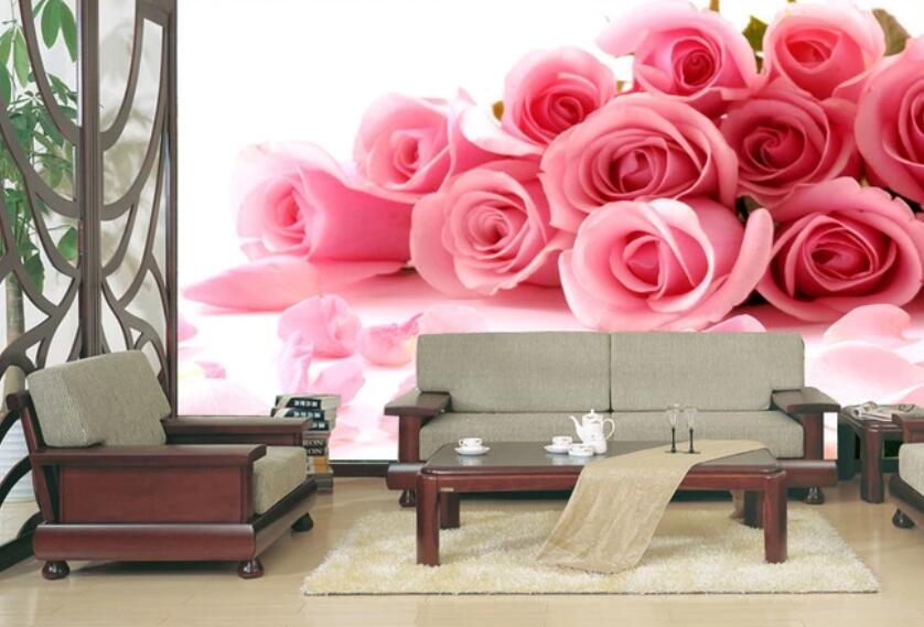 3D Pink Love Roses 1775 Wall Murals