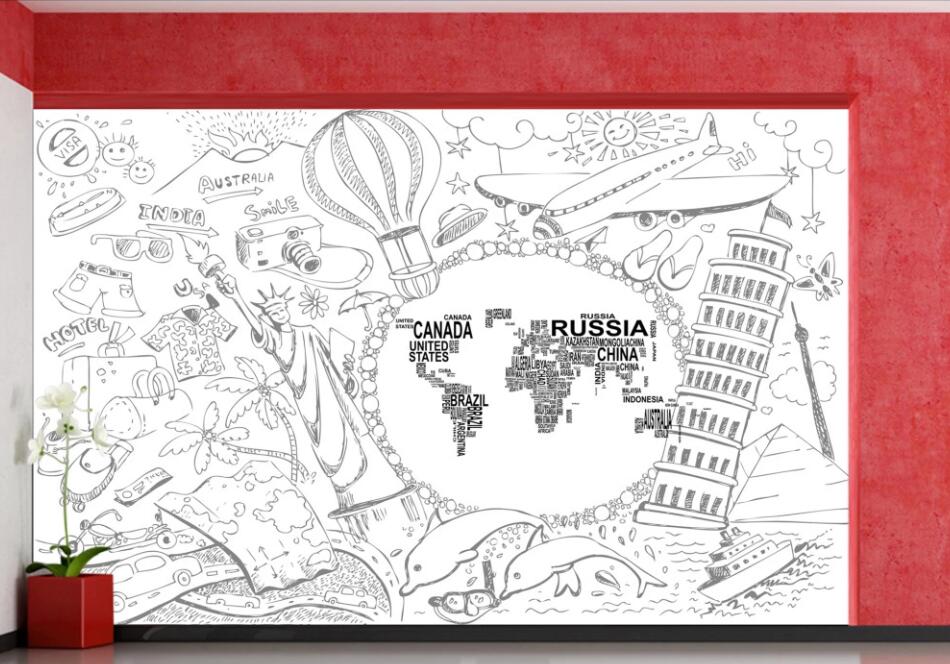 3D Lines Outline The World 1840 Wall Murals