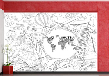 3D Lines Outline The World 1840 Wall Murals
